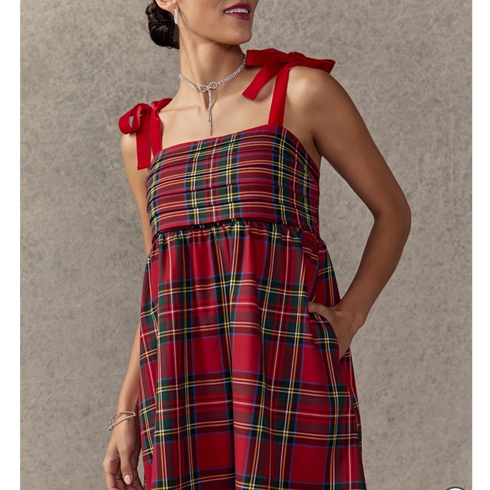 Francesca's Collections Red Plaid Mini Dress
